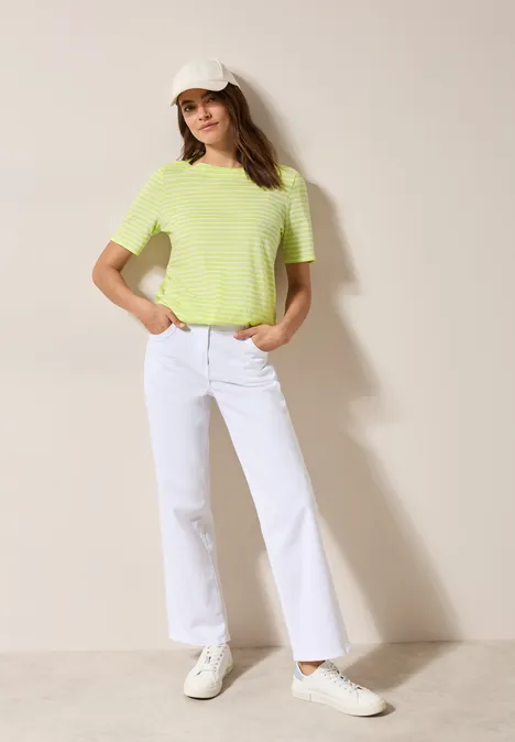 Basic Kurzarmshirt light lemon