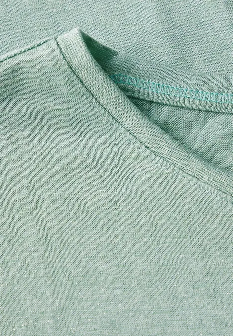 Leinen-Look Glitzer-Shirt ice sage green