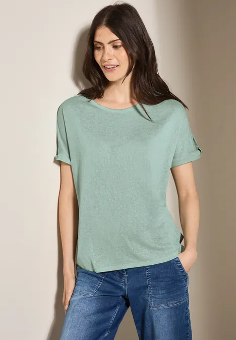 Leinen-Look Glitzer-Shirt ice sage green