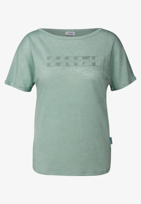 T-Shirt mit grafischem Print ice sage green