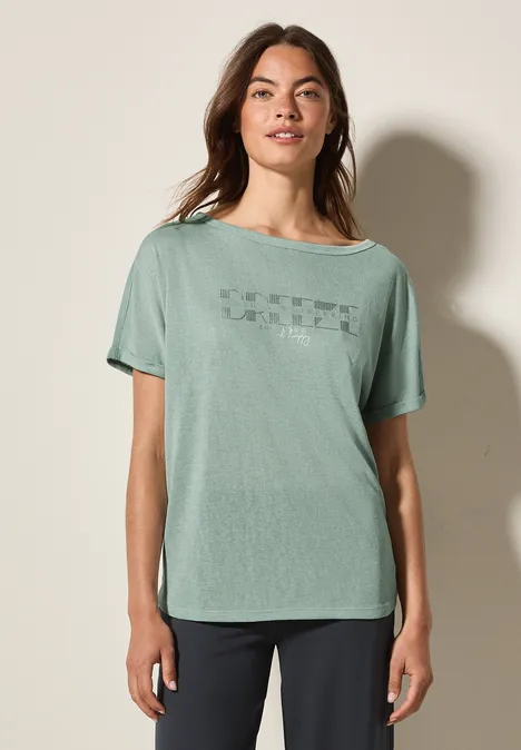 T-Shirt mit grafischem Print ice sage green