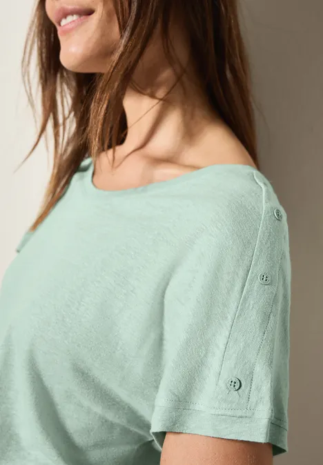 T-Shirt mit Knopfdetail ice sage green
