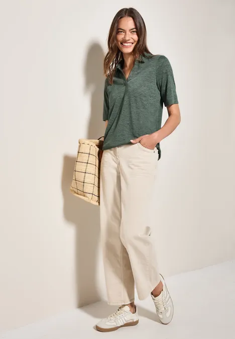 Poloshirt in Leinen-Optik balmy khaki