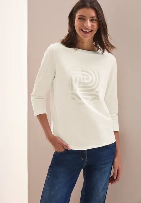 Shirt mit Frontprint vanilla white