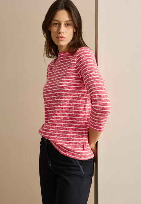 Gestreiftes Melange Shirt multicolor red melange