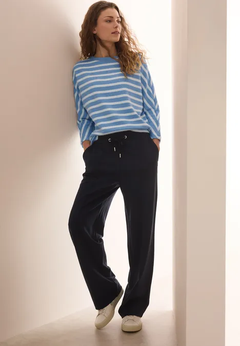 Gestreiftes Federgarn Shirt fresh light blue