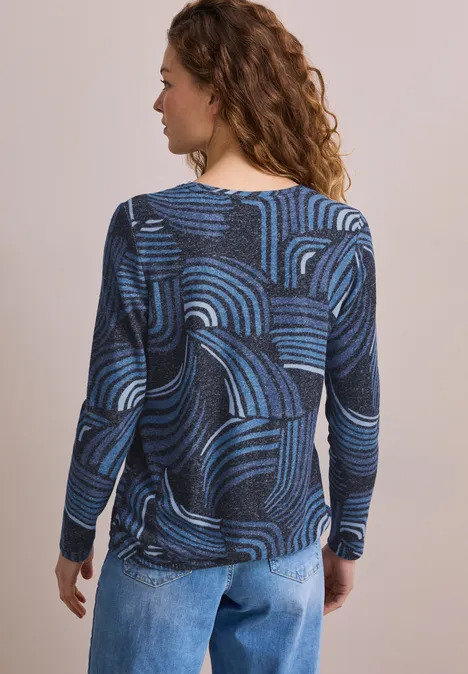 Kuscheliges Shirt mit Print universal blue melange