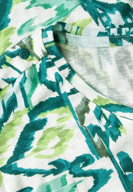 Bedrukt shirt van linnen green lagoon