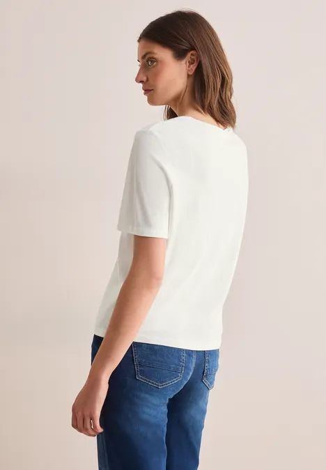T-Shirt mit Print-Detail vanilla white