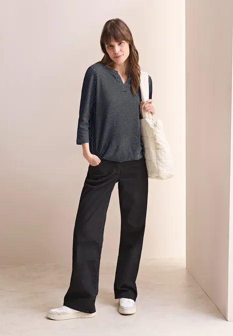Gestreiftes Strukturshirt universal blue