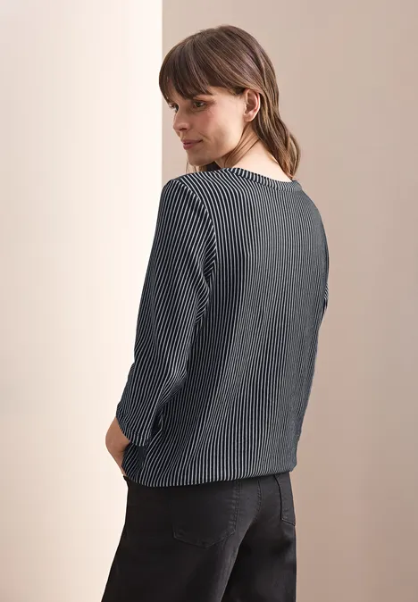 Gestreiftes Strukturshirt universal blue