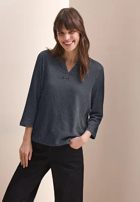 Gestreiftes Strukturshirt universal blue