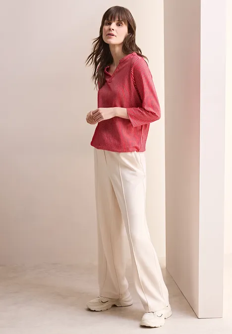Gestreiftes Strukturshirt granita red