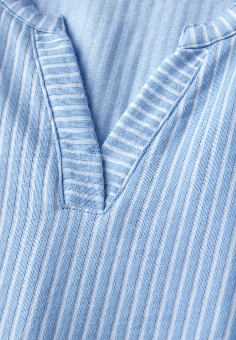 Gestreiftes Strukturshirt fresh light blue
