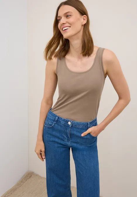 Basic Top in Unifarbe natural taupe