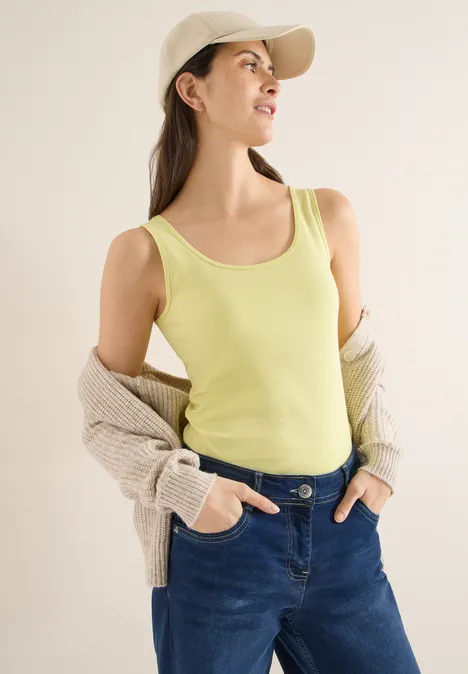 Basic top in effen kleur iced yellow
