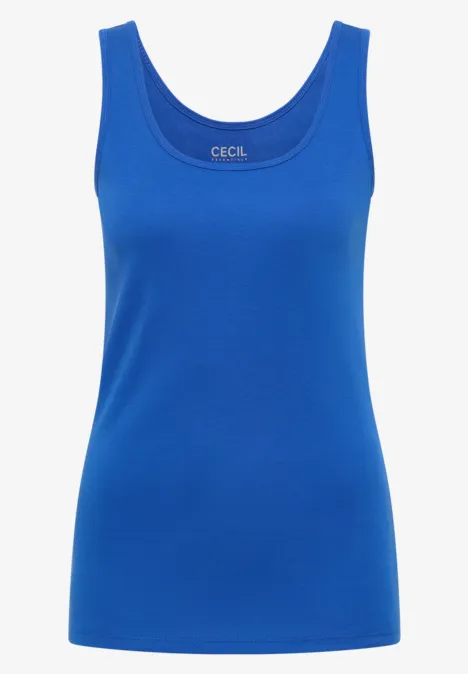 Un débardeur simple et sans manches de couleur bleu vif.
