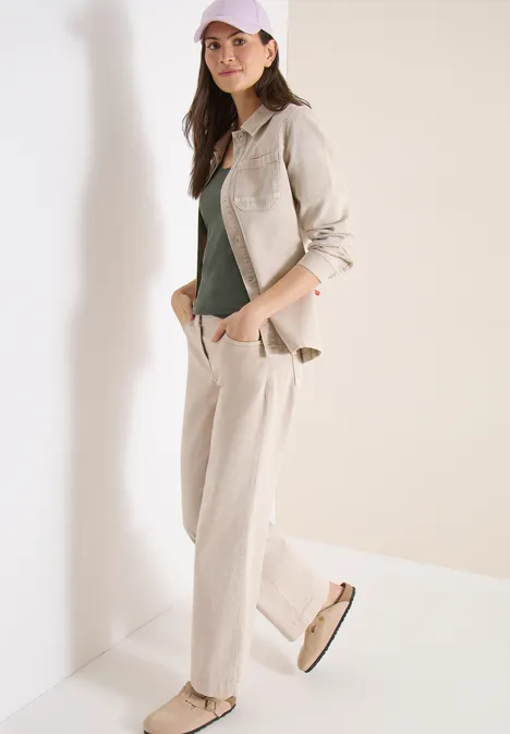 Top basique en pur coton khaki Top basique en pur coton khaki