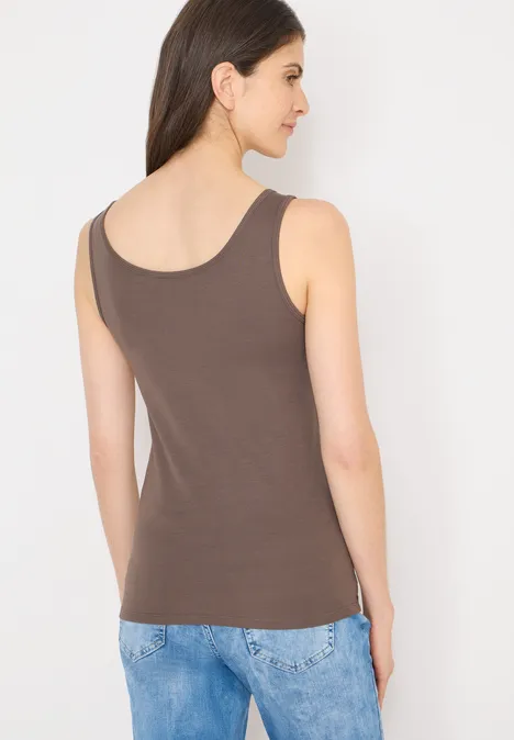 Basic top in effen kleur urban taupe