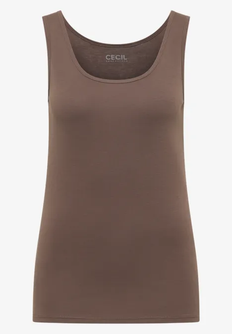 Basic top in effen kleur urban taupe