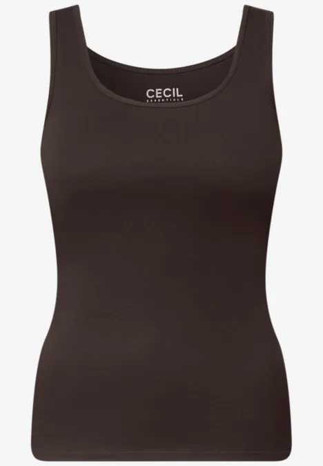 Schlichtes, ärmelloses Damen-Top in Dunkelbraun mit Rundhalsausschnitt von CECIL.