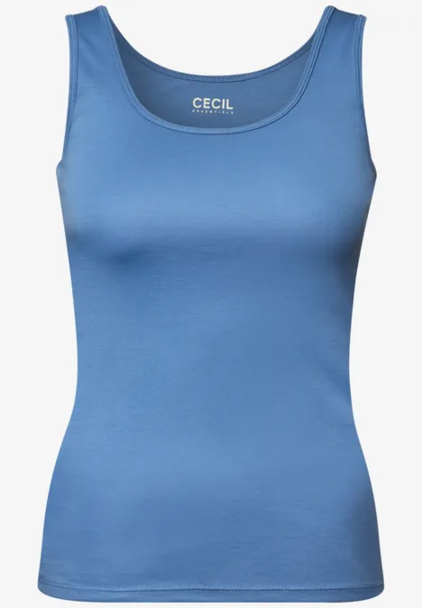 Basic Top aus reiner Baumwolle north blue Blaues ärmelloses Damen-Top mit Rundhalsausschnitt und schlichtem Design.