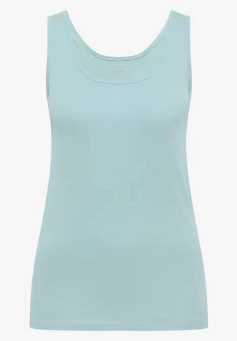 Lichtblauw dames tanktop zonder mouwen.