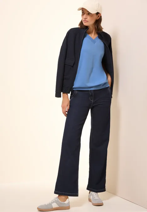 V-Neck T-Shirt aster blue