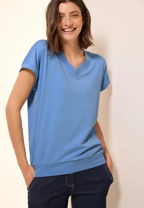 V-Neck T-Shirt aster blue