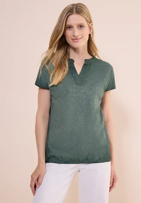 T-Shirt in Washed-Optik slate khaki