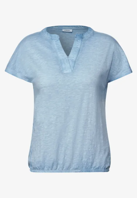 Shirt met gewassen look aster blue