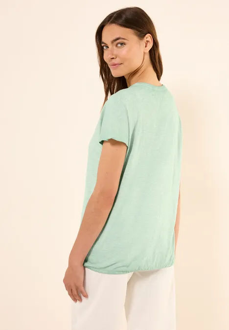 T-Shirt in Washed-Optik matcha green
