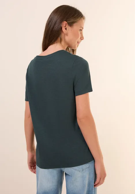 Basic V-Neck T-Shirt slate khaki