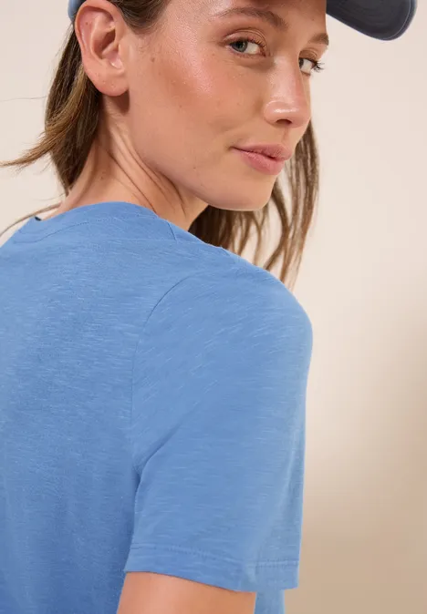 Basic V-Neck T-Shirt aster blue