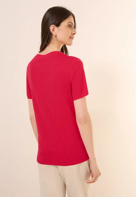 Basic V-Neck T-Shirt glazed apple red