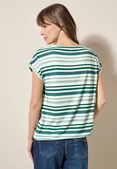 Streifen-Shirt mit Raffung garden green