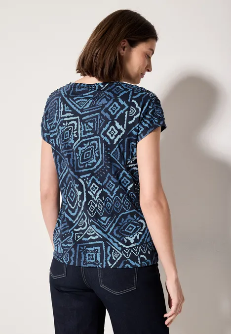Print-Shirt mit Raffung universal blue
