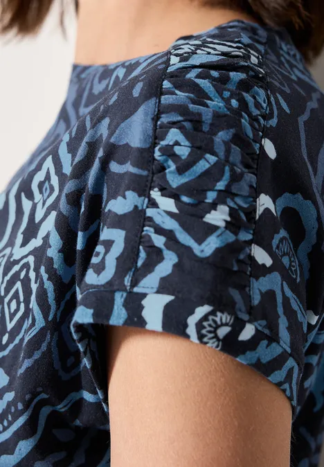 Print-Shirt mit Raffung universal blue