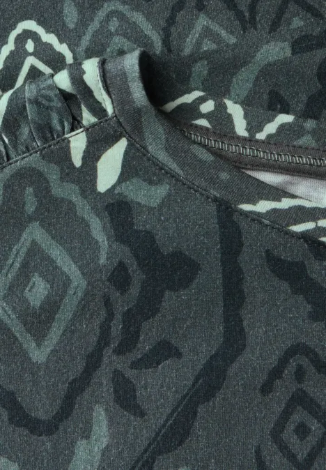 Print-Shirt mit Raffung slate khaki