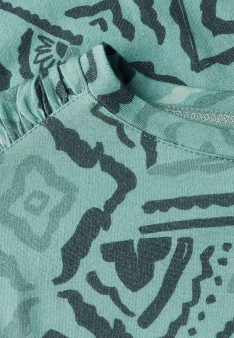 Print-Shirt mit Raffung matcha green