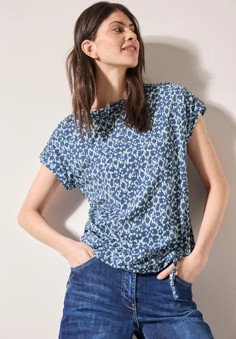 Print-Shirt mit Raffung vanilla white