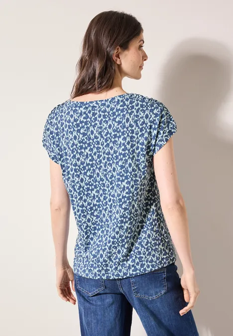 Print-Shirt mit Raffung vanilla white