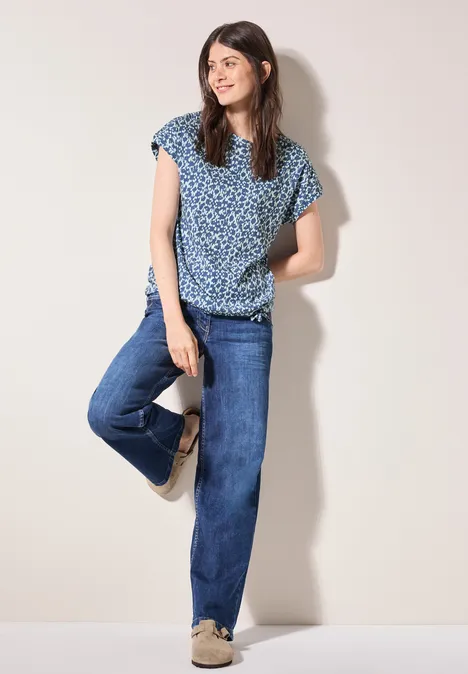 Print-Shirt mit Raffung vanilla white