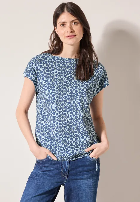 Print-Shirt mit Raffung vanilla white