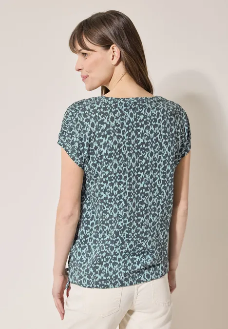 Print-Shirt mit Raffung cool salvia green