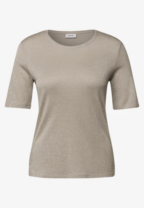 Glitzerndes T-Shirt jute beige