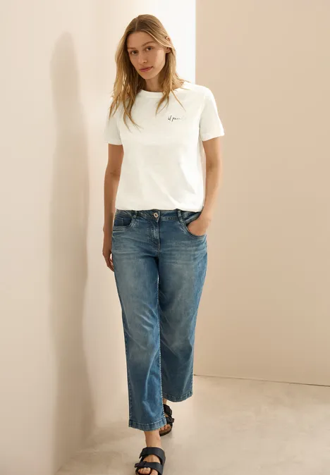 T-Shirt mit Print-Detail vanilla white