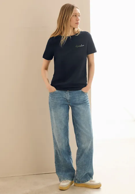 T-Shirt mit Print-Detail universal blue
