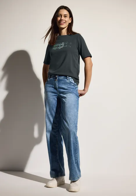 T-Shirt mit Wording slate khaki