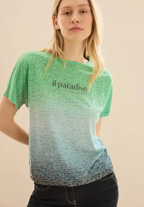 T-Shirt mit Farbverlauf cool salvia green